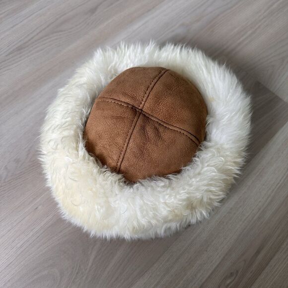 Vintage Sheepskin Sueded Fleece Sherpa Shearling Lined Hat Winter main image 9